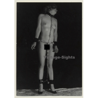 Nude Female Slave In Chains *9 / Hand & Foot Cuffs - BDSM (Vintage Photo GDR ~1960s)