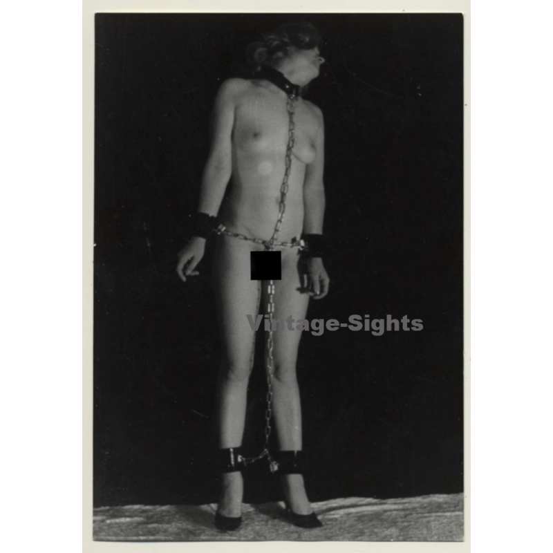 Nude Female Slave In Chains *9 / Hand & Foot Cuffs - BDSM (Vintage Photo GDR ~1960s)