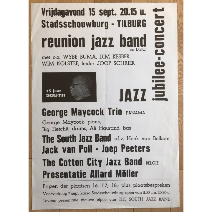 Jazz Jubilee Concert Tilburg / George Maycock Trio - Jack van Poll (Vintage Jazz Poster ~1975)