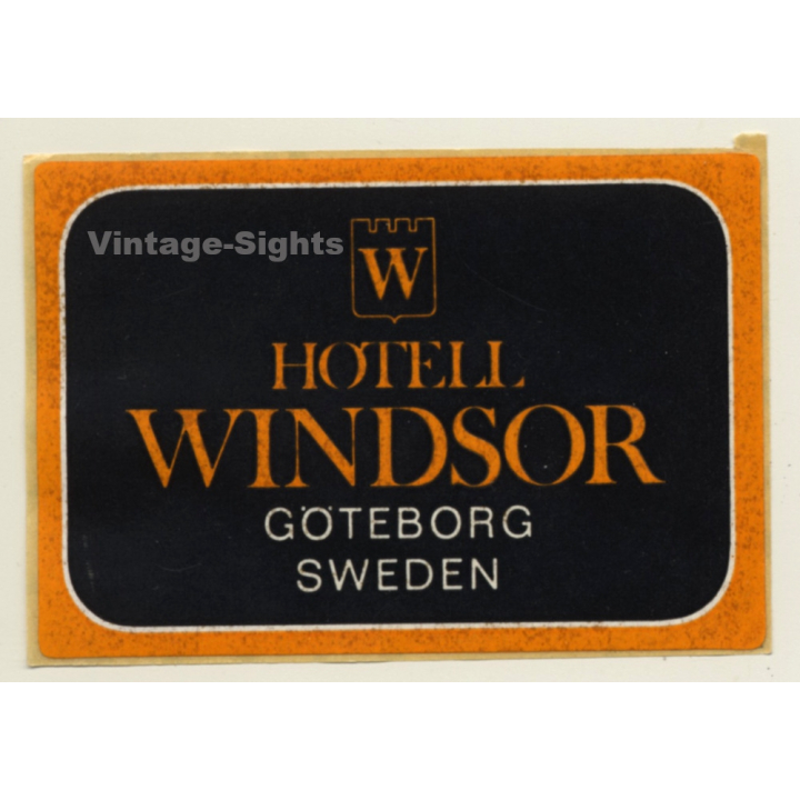 Göteborg / Sweden: Hotel Windsor (Vintage Self Adhesive Luggage Label / Sticker)