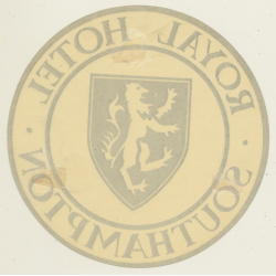 Southampton / UK: Royal Hotel - Lion Coat Of Arms (Vintage Luggage Label)