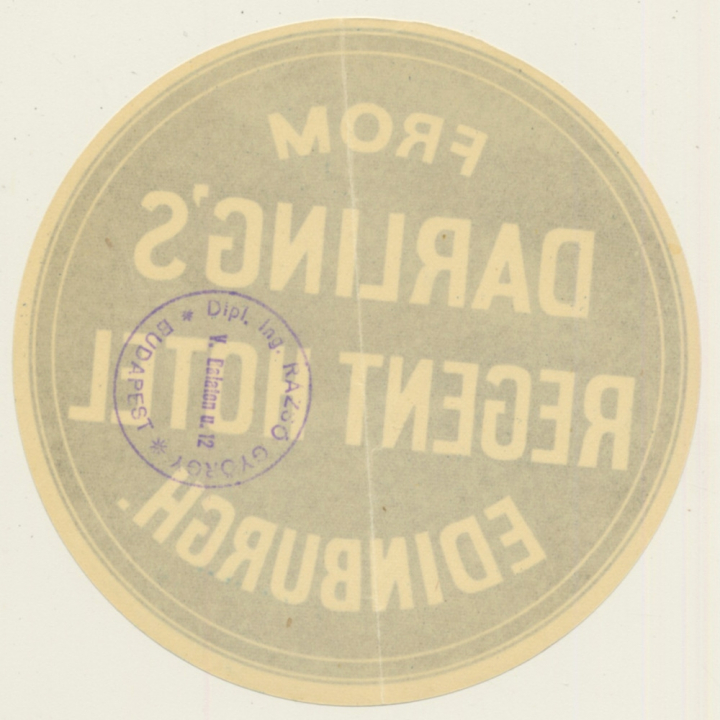 Edinburgh - Scotland / UK: From Darling's Regent Hotel (Vintage Luggage Label)