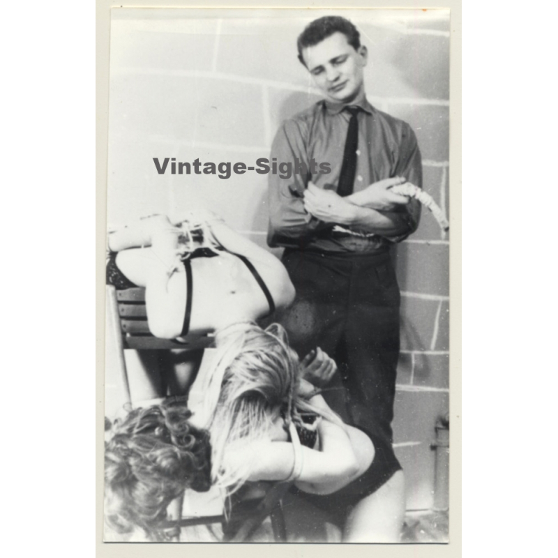 Master Enjoys Looking At 2 Maids In Bondage / Whip - BDSM (2nd Gen. Photo GDR ~1960s)