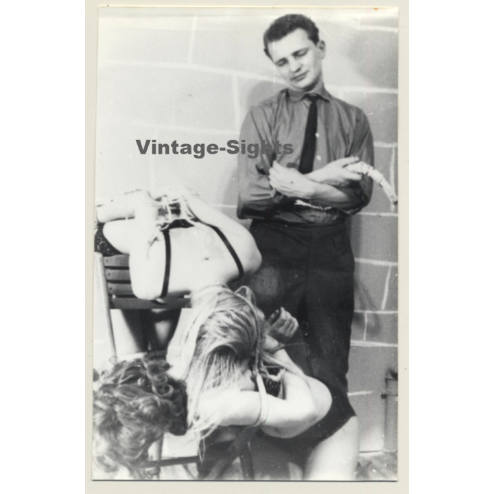 Master Enjoys Looking At 2 Maids In Bondage / Whip - BDSM (2nd Gen. Photo GDR ~1960s)