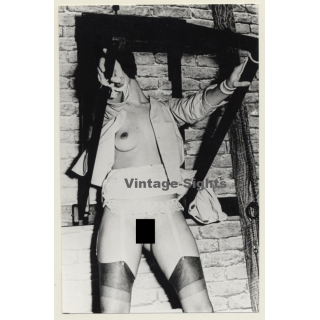 Slim Semi Nude Maid Tied To Rack / Boob Flash - Bondage - BDSM (2nd Gen.Photo ~1960s)