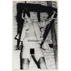 Slim Semi Nude Maid Tied To Rack / Boob Flash - Bondage - BDSM (2nd Gen.Photo ~1960s)
