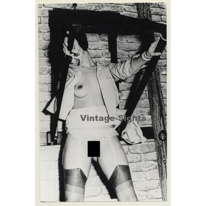 Slim Semi Nude Maid Tied To Rack / Boob Flash - Bondage - BDSM (2nd Gen.Photo ~1960s)