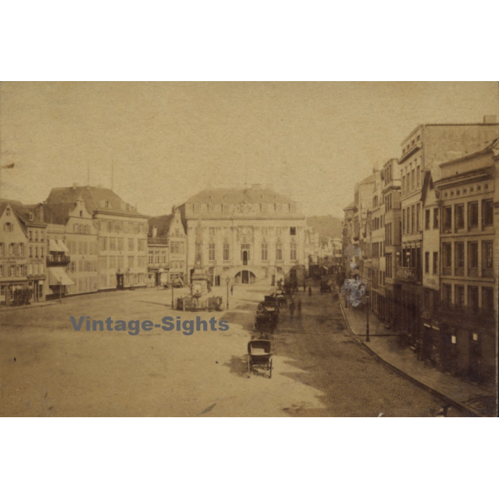 Bonn / Germany: Marktplatz - Rathaus / Market Place - City Hall (Vintage Albumen Silver Print ~1900s)