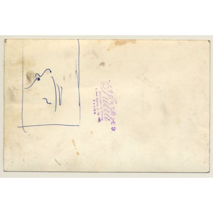 Escritor Con Gato / Reportajes Julia - Palma De Mallorca (Vintage Photo ~1960s)