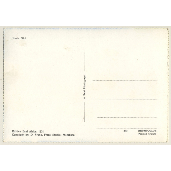 East Africa: Kuria Girl / Risqué - Ethnic - Jewelry (Vintage PC)