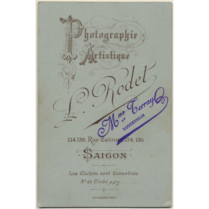 L. Rodet / Saigon: Handsome French Colonialist / Mme Terray (Vintage Cabinet Card ~1900s/1910s)