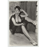 Proud Mature Pinup Sitting In Doorway / Boobs Out (Vintage Real Photo B/W ~1950s)