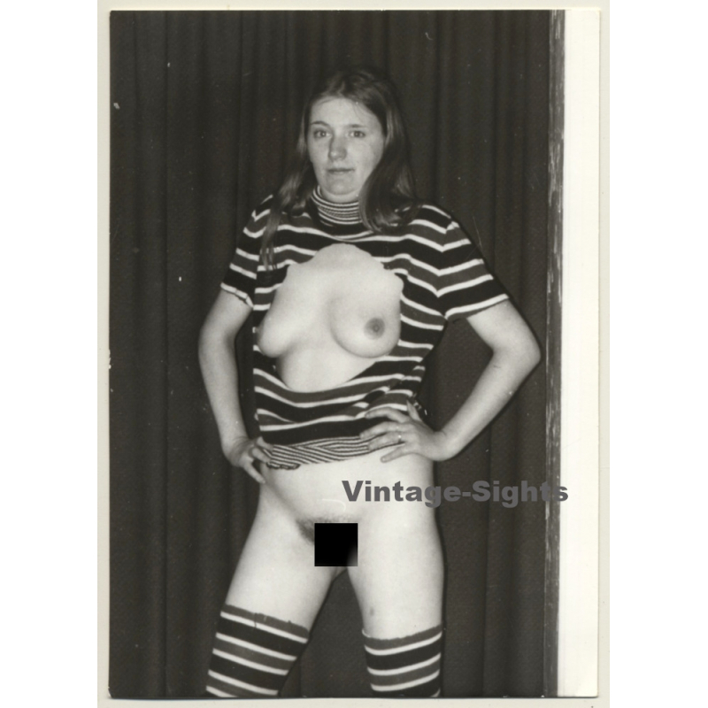 Funny Slim Nude With Cut Open Jumper / Overknees (Vintage Photo GDR 1970s/1980s)