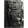 Jerri Bram (1942): Beautiful Pregnant Hippie Woman In Backyard Alley / Little Girl (Vintage Photo ~1970s)