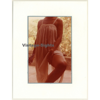 R.Folco: Female In Transparent Dress Flashes Leg / Risqué (Vintage Photo France 1980s)