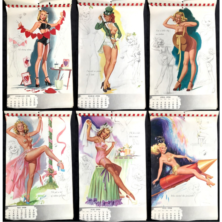 Elliott Freeman: Artist's Sketch Pad / Pin Up (Vintage Calendar 1950)