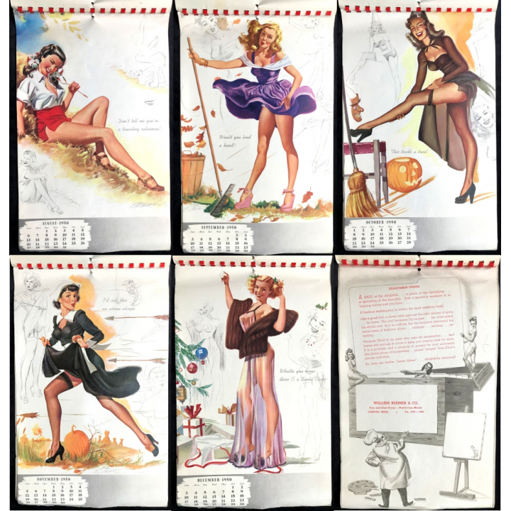 Elliott Freeman: Artist's Sketch Pad / Pin Up (Vintage Calendar 1950)