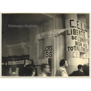 May 1968 - Paris: Protest Posters On Facade*4 / CRS SS (Vintage Photo)