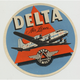 Delta Air Lines / Airline Of The South (Vintage Luggage Label)