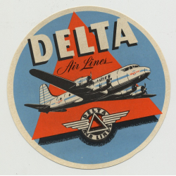 Delta Air Lines / Airline Of The South (Vintage Luggage Label)