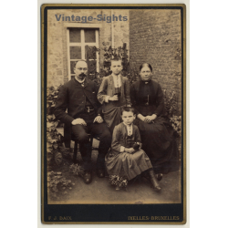 F.J. Daix / Ixelles: Belgian Family In Sunday Clothes (Vintage Cabinet Card ~1900s/1910s)