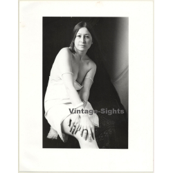 Jerri Bram (1942): Natural Brunette Woman In Negligee*2 (Vintage Photo ~1970s)