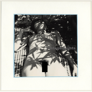 R.Folco: Natural Nude Relaxing In The Sun / Shadows (Vintage Photo France 1970s)
