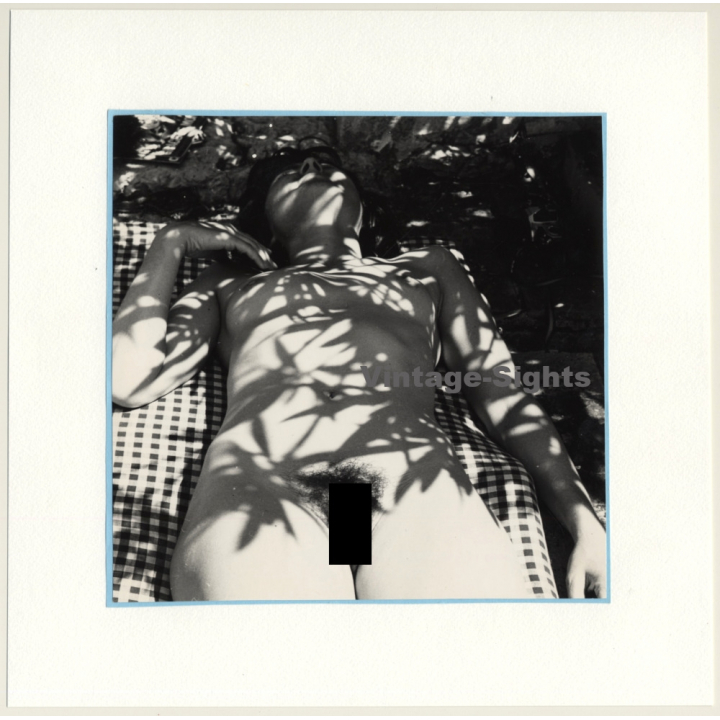 R.Folco: Natural Nude Relaxing In The Sun / Shadows (Vintage Photo France 1970s)