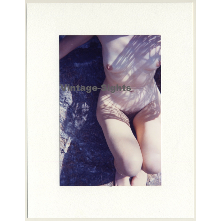R.Folco: Nudy Study Of Slim Woman On Rocks (Vintage Photo France 1980s)