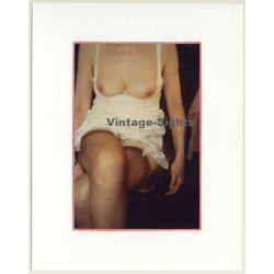 R.Folco: Female In Negligee Flashing Boobs / Nylons (Vintage Photo France 1980s)