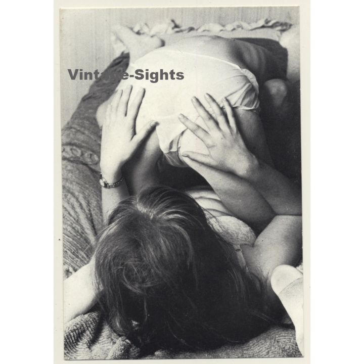2 Semi Nudes In Lesbian Encounter*4 / Butt - Risqué (Vintage PC ~1970s)