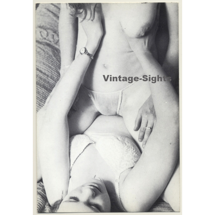 2 Semi Nudes In Lesbian Encounter*6 / Panties - Risqué (Vintage PC ~1970s)