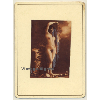 French Nude *2 / Risqué (Vintage Photo Transparency Film On CDV  ~1900s)