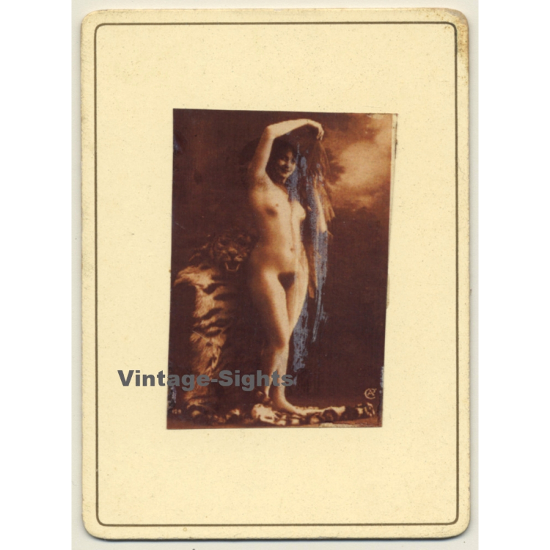 French Nude *2 / Risqué (Vintage Photo Transparency Film On CDV  ~1900s)