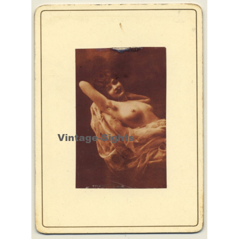 French Nude *4 / Risqué (Vintage Photo Transparency Film On CDV  ~1900s)