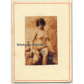French Nude *5 / Risqué (Vintage Photo Transparency Film On CDV  ~1900s)