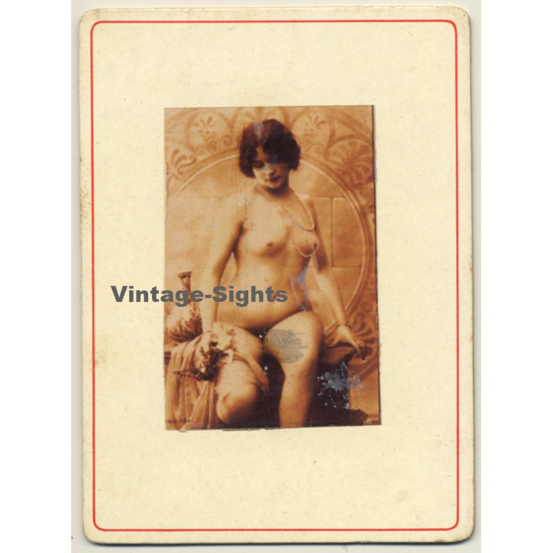 French Nude *5 / Risqué (Vintage Photo Transparency Film On CDV  ~1900s)