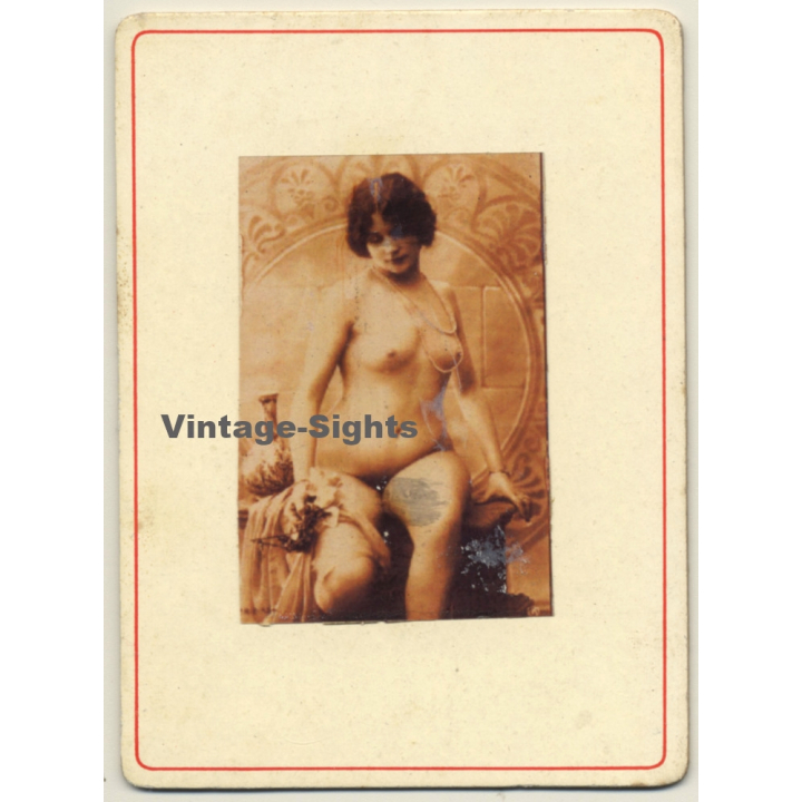 French Nude *5 / Risqué (Vintage Photo Transparency Film On CDV  ~1900s)