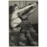Racy Slim Semi Nude About To Take Off Nylons / Eyes (Vintage Photo ~1960s)