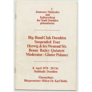 Jazz Festival Dornbirn 8. April 1978: Benny Bailey Quintett (18 Page Booklet) Signed!