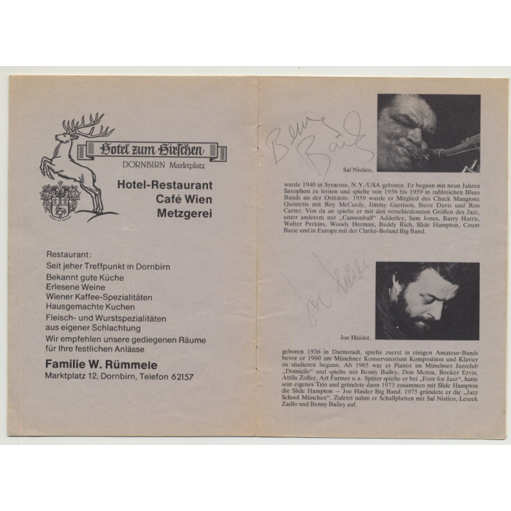 Jazz Festival Dornbirn 8. April 1978: Benny Bailey Quintett (18 Page Booklet) Signed!