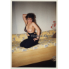 Busty Brunette Semi Nude Flashes Boob On Couch (Vintage Photo Germany ~1990s)