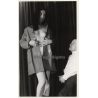 Brunette Nude In Fetish Lacquer Coat / Master - BDSM (Vintage Photo GDR ~1960s)