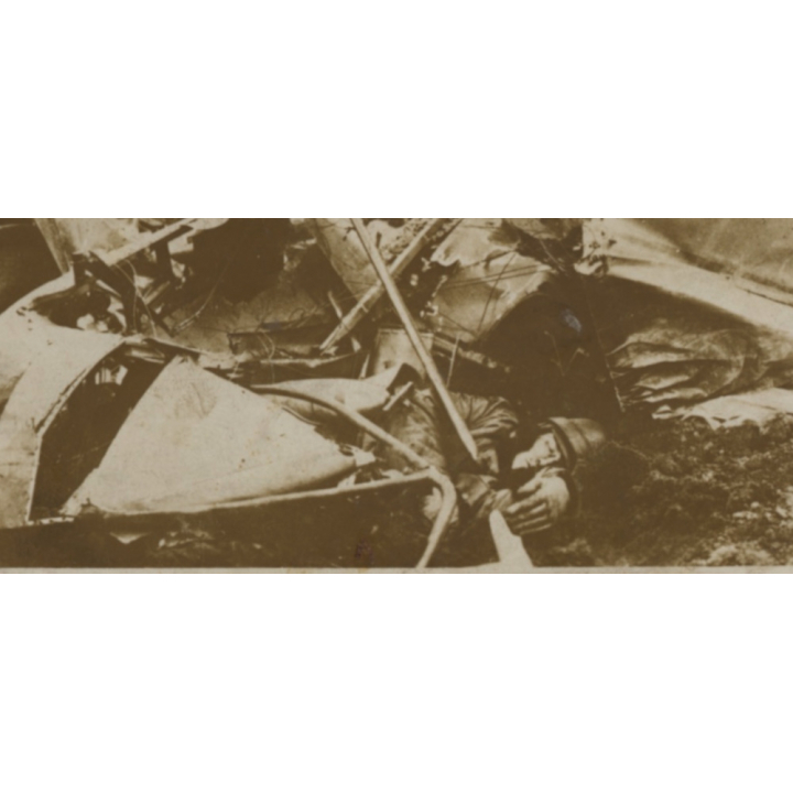 Saint-Vrain? / WW1: Soldiers Near Crashed Plane With Pilot (Vintage RPPC 1916)