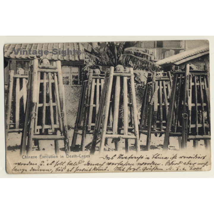 Chinese Execution In Death-Cages / Prisoners (Vintage PC 1909)