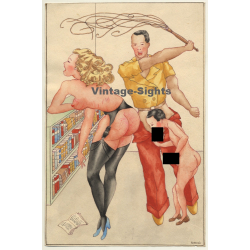 Hortensio: Wild Spanking Fantasy / Whip - BDSM (Vintage Drawing ~1930s)