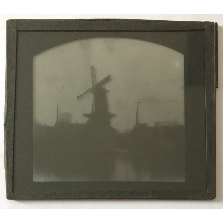 Netherlands: Windmill / Dutch Barges (Vintage Glass Dia Positive 1910s)