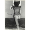 Rear View: Natural Nude Leans Against Wall / Butt - Tan Lines (Vintage Photo GDR ~1980s)