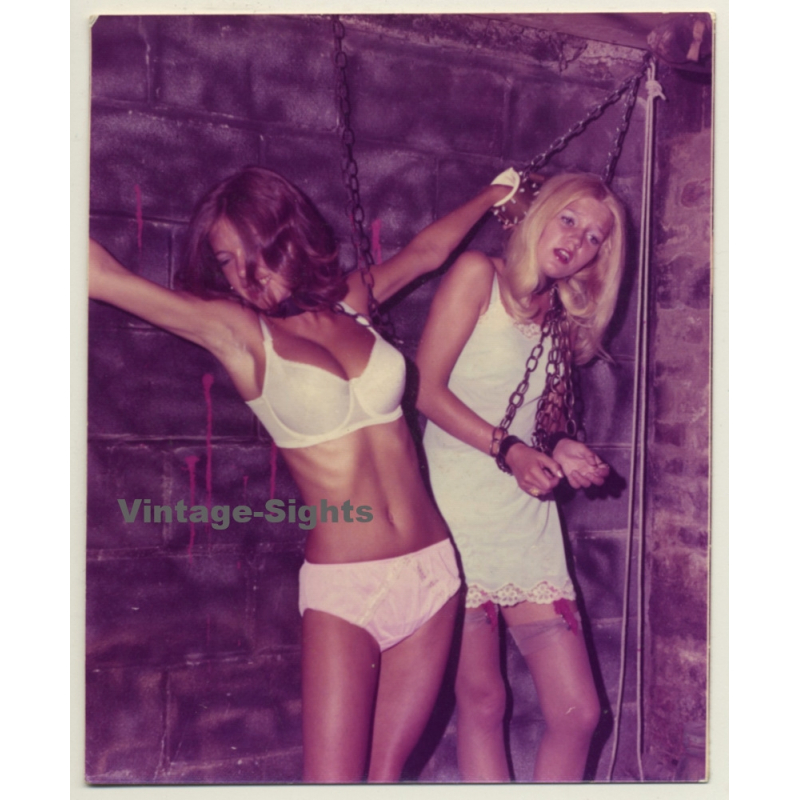 2 Slim Females Tied In Dungeon / Bondage - BDSM (Vintage Photo USA ~1970s)