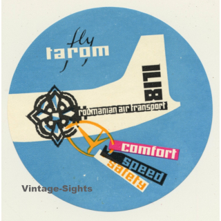 Fly Tarom - Romanian Air Transport / Airline  (Vintage Luggage Label)